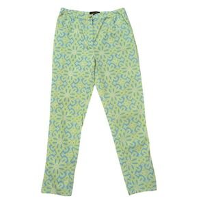 Truth by Republic Aqua Lime Green Geometric Floral Straight Leg Pants Side Large